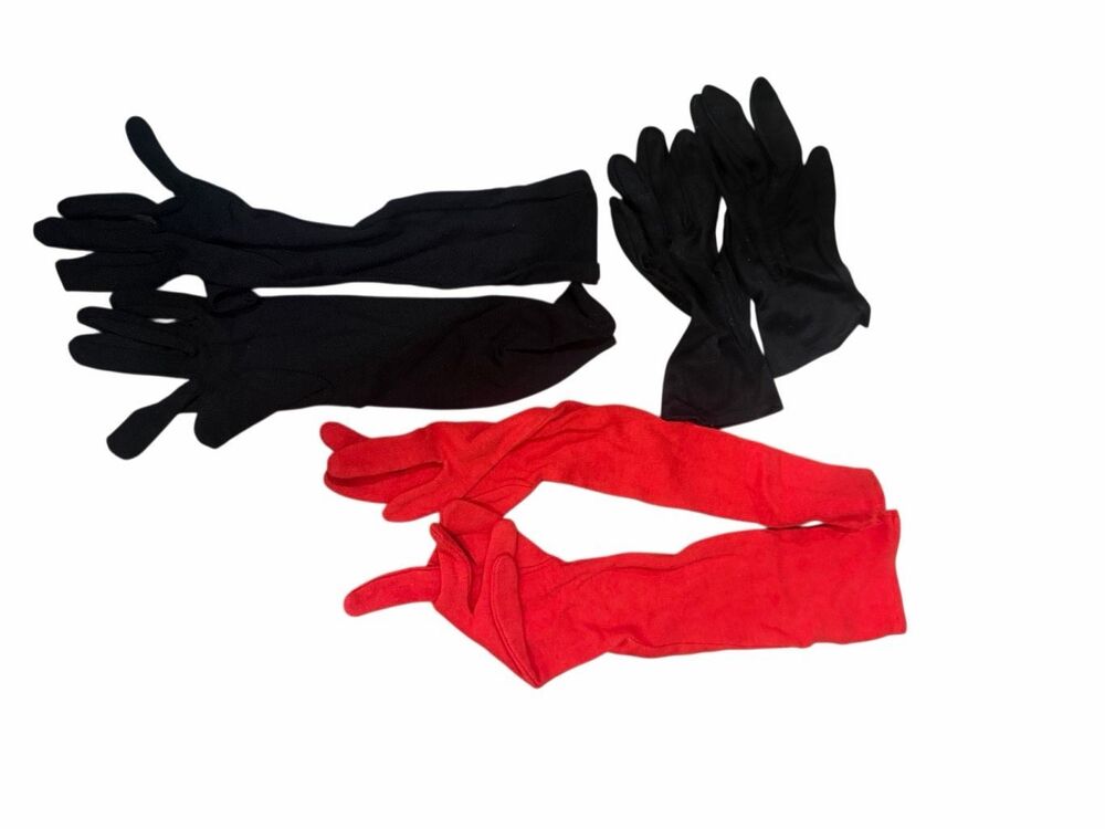Set of 3 costume gloves (2 black and 1 red)